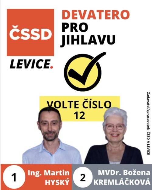 Volební program ČSSD a Levice pro volby do Zastupitelstva města Jihlavy 2022: Devatero pro Jihlavu